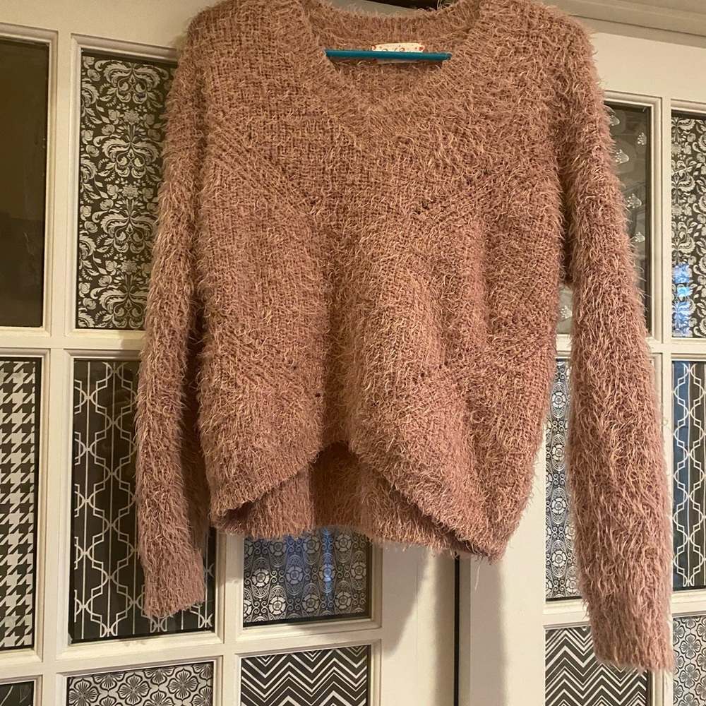 Pink Rose Cozy Pink Fuzzy Sweater